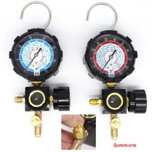 R410a Diagnostic Manifold Freon Gauge ชุดแรงดันสูง A/C เครื่องทําความเย็นเครื่องมือสําหรับ R22/R410A/R134A/R410a พร้อมสายตาแก้ว G1/4