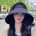 Ice Silk Womens Summer Wide Brim Sun UV Protection Cycling Outdoor Face Covering Empty Top Cap Breathable Hat. 