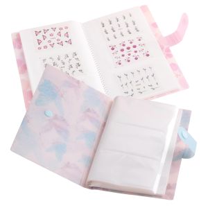 120 Slots Spring Butterfly Storage Album for Small Sticker Sorted Nail Art Sticker Book Flower Cover Holder Organizer Accessory