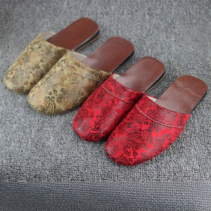 Indoor Leather Slippers Couples Casual Office Home Anti-Slip Wooden Floor Mens Womens Slip-On Shoes Comfortable Spring Autumn