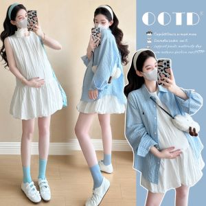Đầm Thụng Thời Trang Mới Hè Đính Hoa Văn Caro