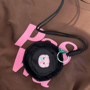 Qishiji TW Original Leisure Piggy Earphone Bag Handmade Black Cute Neck-Hanging Bag Key Case Coin Purse
