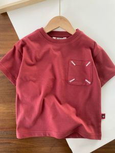 Soft Thin Combed Cotton round Neck Short Sleeve T-Shirt for Boys Pure Color New Summer Clothing Lightweight Breathable Kids Tops
