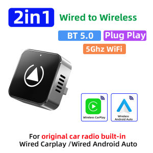 Grandnavi | 2in1 Wireless CarPlay Dongle Wireless Android Auto Adapter AI Smart Box Car Intelligent Systems For Car With Wired CarPlay