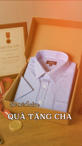 Áo Sơ Mi Nam Công Sở Trung Niên Thương Hiệu Anton Ngắn Tay Vải Cotton Xanh Dương Họa Tiết In XGD561