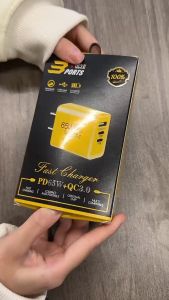 Kepala Fast Charger 3 Port 65w Pd Qc 3.0 Super Quick Charger 3 Ports 65W