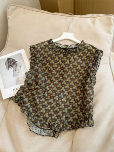 Áo Sơ Mi Không Tay Họa Tiết Hoa Cổ Tròn Dáng Rộng Mùa Hè 2025 Thời Trang Đa Năng Thiết Kế Nhỏ Retro Phong Cách Mới