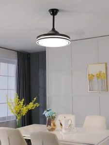 CHNT Ceiling Fan With Light And 4 Blades 2 In 1 Modern Home Dining Room Dormitory Mute Remote Control Invisible Fan Lamp