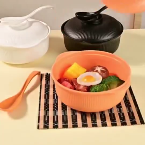Instant Noodle Bowls with Lid Cover Soup Hot Rice Bowl Food Container Snack Plate Tableware Bowl