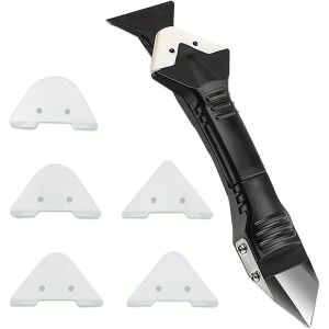 3-in-1 Caulking Tool Kit with 5 Silicone Pads Stainless Steel Sealant Remover & Grout Scraper for Kitchen Bath Window Joints