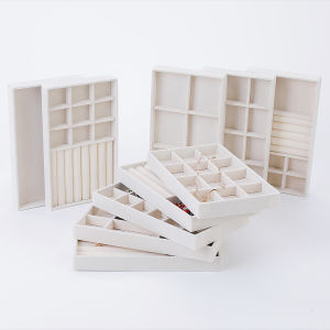1PC Flocking Jewelry Box Jewelry Tray Color: Beige