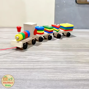 Tàu Hỏa Kéo Gỗ Thả Hình Khối | 3 Toa Nối Móc Chắc Chắn Giúp Bé Phân Biệt Màu Sắc Hình Khối Và Rèn Tư Duy Logic Khi Chơi