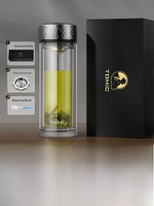 Tomic Double Layer Pure Titanium Glass Cup High Borosilicate with Lid Mens Water Tea Separation Resistant High Temperature Cup