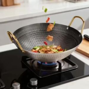1PCS Stainless Steel Non-Stick Honeycomb Pan 24/26/28/30cm for Kitchen Fast Heat Conduction Scratch-Resistant Non-Stick Surface