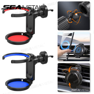 SEAMETAL 2 in 1 Car Cup Holder/Phone Mount Foldable Air Vent Drink Holder Stable Universal Magnetic Phone Stand 360 Rotation