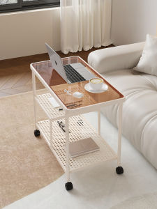 Luxury Sofa Side Table Bedroom Nightstand Mobile Cream Style Small Square Table Living Room Corner Table with Storage