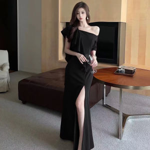 Váy Dài Cạp Cao Kiểu Dáng Nữ Tính Thanh Lịch Cho Tiệc Sinh Nhật Váy Dạ Hội Cho Nữ Váy Midi Cổ Chữ a Không Tay