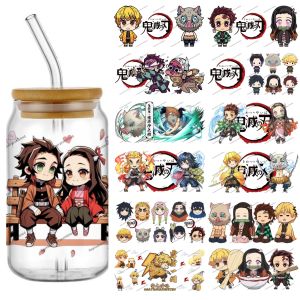 Popular Cute Demon Slayer Kawaii Anime 16oz UV DTF 3D Stickers Cartoon Manga Decals Cup Mug UVDTF Craft DIY High Quality Gift