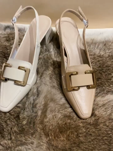 Buckle Back Strap Heels Mid Heel Pumps For Women Work Shoes Elegant Pointed Leather Shoes Block Heel 5CM Office Shoes Pu Leather Sandals Business Shoes Work Heels