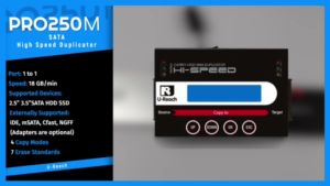 UReach PRO250M 1 to 1 SATA Hard Drive Duplicator 18GB/min High Speed SSD HDD Clone & Erase