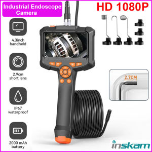 Industrial Camera with Light 1080P HD Mini Camera with 8 Adjustable Lights 4.3" Endoscope with 5 meter Semi-Rigid Snake Camera IP67 Waterproof Single Lens Pipe Inspection Camera for Checking Car Sewer