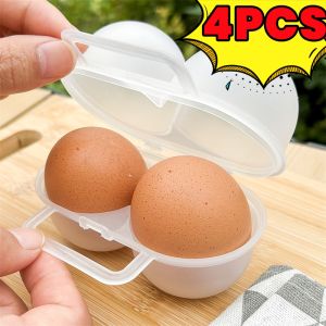 4Pcs Drop-proof Eggs Holder Portable Egg Carton Kitchen Container Case Transparent Kitchen Organizer for Outdoor Camping Picnic Case