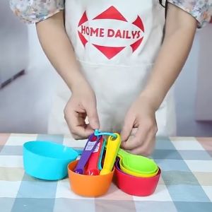12Pcs/Set Measuring Cup Spoon Set Color PP Plastic Scale High Temperature Resistance Kitchen Measuring Cups DIY Baking Tool