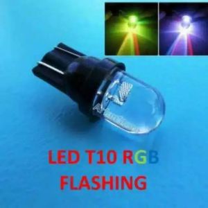 10 set(pasang) lampu LED T10 colok sein/lampu senja RGB flashing strobo 12V