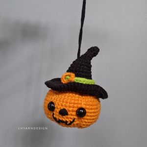 Thú len Halloween bí ngô và con ma mũ phù thủy bằng len treo ô tô treo túi xách charm decor |lhyarndesign