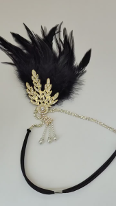 YADORNOS Flapper Headband Feather Headpiece Roaring 20s Great Gatsby Inspired Leaf Medallion Pearl Headband Wanita Aksesoris Rambut
