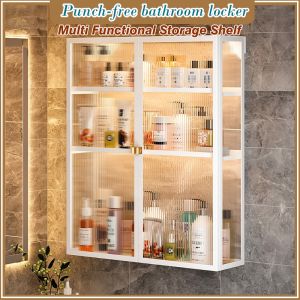 Kitchen Rack With Door Spice Rack Hanging Kitchen Organizer Wall Cabinet Condiment Jar Holder 置物架
