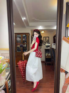 Váy Chữ a Cạp Cao Màu Trắng Cho Nữ Mùa Hè 2025 Váy Dài Vừa Phải Đa Năng Váy Công Sở Màu Trơn Váy Chữ a Dáng Ôm