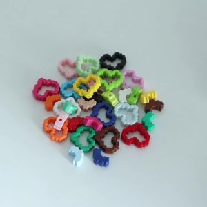 10pcs/lot Solid Color Acrylic Baking Paint Beads Heart-shaped Frame Loose Beads DIY Crafts Keychain Bracelet Jewelry Accessories