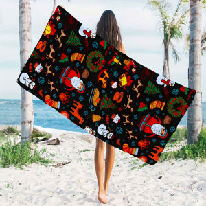 christmas santa snowman Quick Drying Microfiber Beach Towel Lightweight for Swimming Camping Yoga - Bath Towel