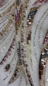 Beading Sequins Embroidered Fabric for Fashion Cheongsam Dress Clothing Design Diy Cloth By The Yard Sewing Material AT2900