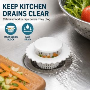 30Pcs Pull Lift Drain Filter PP 5.6cm Sink Strainer with Cover Hair Catcher for Bathroom Kitchen Washbasin Anti Clog