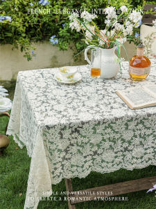 French Romantic Lace Embroidery Tablecloth Dust Cover Cloth for Dining Table Or Coffee Table Hollow out European Country Style