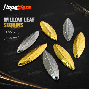 Hammered Willow Leaf Spinner Blades 50 PCS25/32mmGold & Silver Rotating Vibration Ideal for Walleye Bass Pike Perch Trout