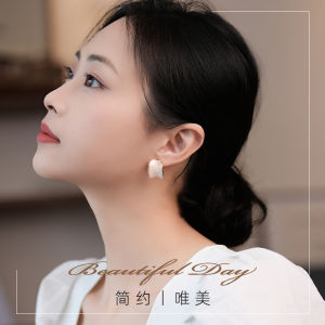 Original Design Enamel Craft Pink Spring Suitable Womens C Circle Small Face Light Luxury Sense Earrings Geometric Pattern