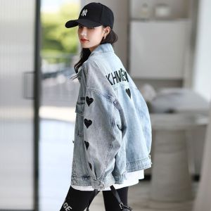 TOFASHIONS Denim Jacket Women Fashion Coat Thin Big Size Big Pocket Retro Jacket Top Long Sleeve Oversize Casual Denim Coat Jacket Perempuan New wanita 22092104
