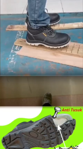 Sepatu safety kulit sapi asli dengan Kevlar anti tusuk