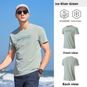Jeep | Jeep Quick Dry Ice Silk Mens T-Shirt Outdoor Running Climbing Sun Protection Short Sleeve Breathable Wear Resistant Ultra Light Sweat Absorbent Round Neck Spring Summer Sportswear