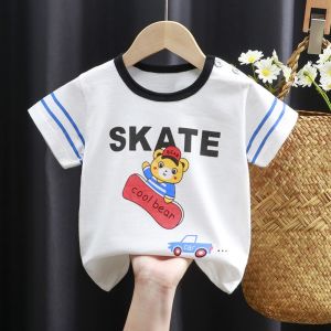 Áo Thun Cotton Tay Ngắn Cho Bé Gái Mùa Hè Áo Thun Trẻ Em Phong Cách Hàn Quốc Cổ Tròn Thấm Hút Mồ Hôi Vải Cotton Nguyên Chất