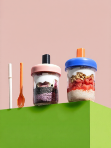 Ankou | Portable Breakfast Cup Oatmeal Cup with Lid and Spoon