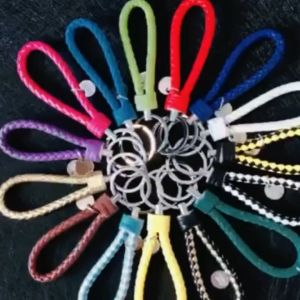 Hand woven leather rope car keychains for both men and women car key pendants key rope accessories