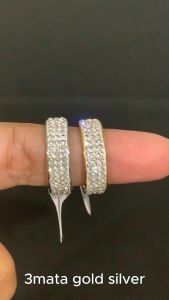 Cincin Titanium 3 Mata Permata Silver Gold Wanita Pria Anak Couple Duniag