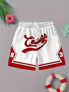Summer mens loose breathable shorts with letter print pattern suitable for outdoor casual sports wear