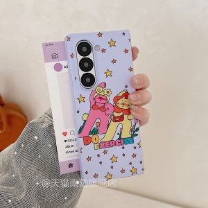 เคสโทรศัพท์ Samsung ZFold7 ZFold6 ZFold5 หน้าจอพับ ปกป้องสีม่วง นุ่ม สไตล์น่ารัก ดีไซน์น่ารัก เปลือกแข็ง ป้องกันการตกหล่น