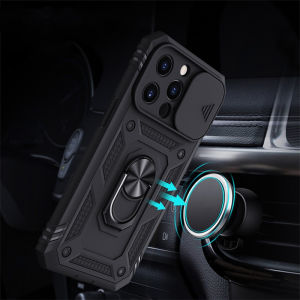 VIVO V23e/V23e 5G Push Window เคสโทรศัพท์พร้อมขายึดแหวนกล้องเลนส์ป้องกันกันกระแทกฝาครอบโทรศัพท์ป้องกันที่แข็งแกร่ง-E15