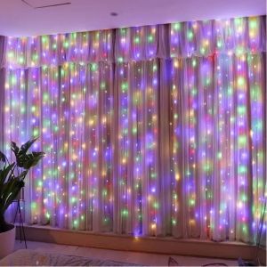 Xmas 8 Lighting Modes LED Curtain String Lights USB Powered Fairy Lights Indoor Garden Wedding Party Home Christmas Decoration
